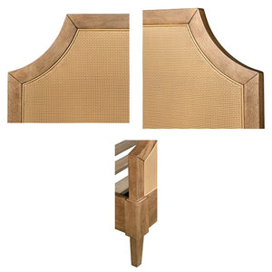 English Elm Woven Cane Queen Platform Bedframe with Toasted Almond Wood, 500 lb Capacity, 6" Clearance, 14 Slats B035S00061