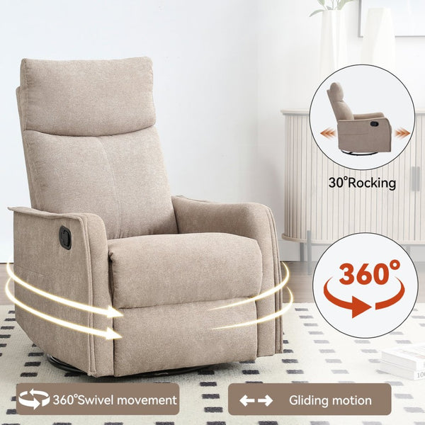 English Elm Heat Massage Rocker Recliner with Swivel Base and Vibrating Nodes for Living Room W1803P251886