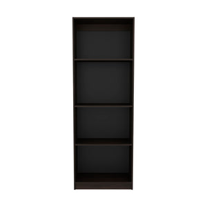 English Elm Home Tall Kronos 4-Shelf Bookcase in Stained Walnut — Space-Saving, Sturdy Open Storage for Books Decor B200P361989