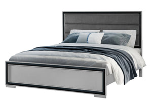 English Elm Adelaide Upholstered Full Bed with Led Lighting Silver Frame Modern Bedroom B201S00508
