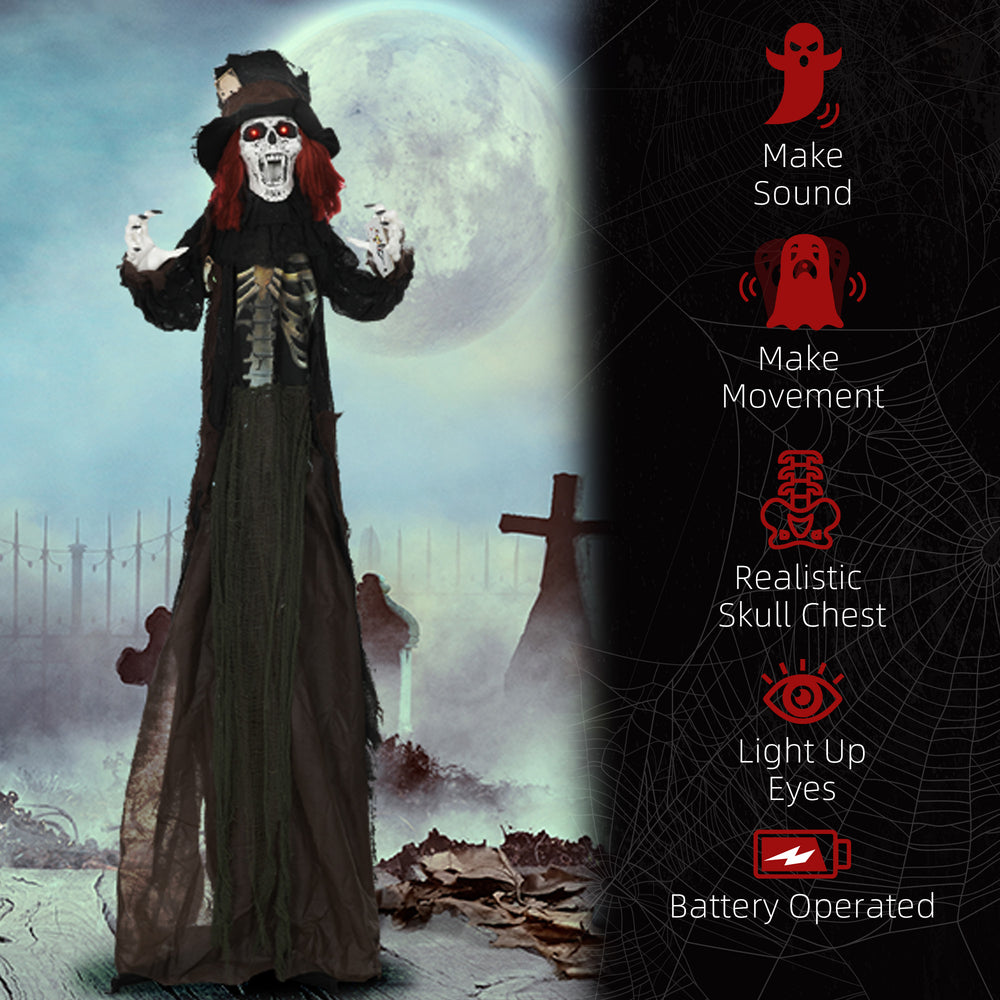 English Elm Homcom 6' Life-Size Animatronic Zombie With Light-Up Eyes, Realistic Skeleton, Motion & Sound Activation W2225P229498