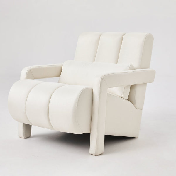 English Elm Modern Upholstered accent chair with plush linen cushioning and pillow — compact, stylish seating for living spaces Beige W2671P192565