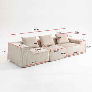 English Elm Modular Corduroy Sectional with Deep Foam Seating Low Profile Living Room Couch W3326S00016
