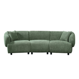 English Elm Christopher Knight Home® - 98.5" Curved Contemporary 3-Seater Sofa with Boucle Upholstery, Plush Foam Comfort and Solid Wood Frame Green N767P333660G