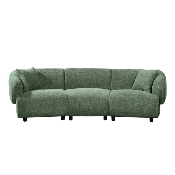 English Elm Christopher Knight Home® - 98.5" Curved Contemporary 3-Seater Sofa with Boucle Upholstery, Plush Foam Comfort and Solid Wood Frame Green N767P333660G
