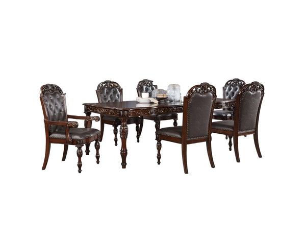 English Elm Traditional Tufted Side Chairs Set of 2 in Cherry Finish with Nailhead Trim, Carved Baroque Legs, Espresso Upholstery Brown 48 L x 24 W x 17 H B011P197301