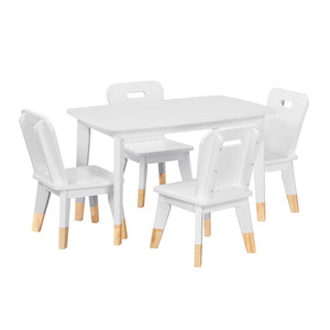 English Elm Gray Two-tone Solid Wood Kids Activity Table Set Four Chairs Playroom Furniture White B011P463888