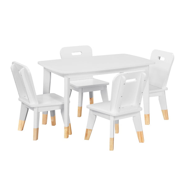 English Elm Gray Two-tone Solid Wood Kids Activity Table Set Four Chairs Playroom Furniture White B011P463888