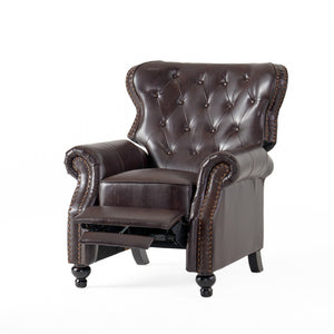 English Elm Push Recliner with Tufted Back Nailhead Trim and Turned Legs for Refined Living 57337.00PU