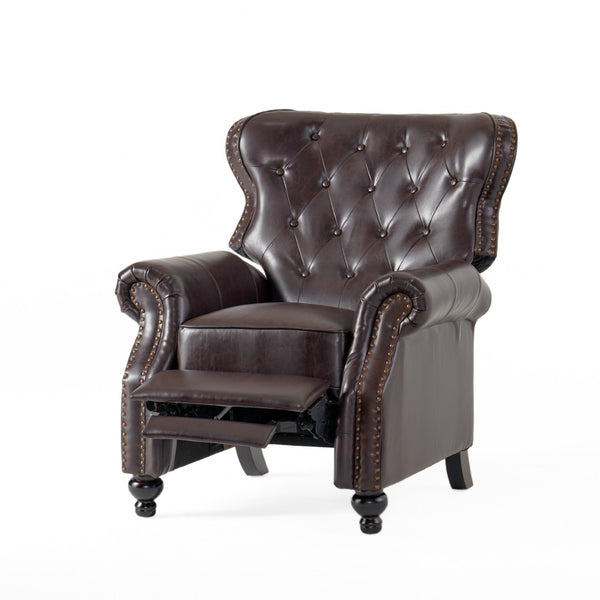 English Elm Push Recliner with Tufted Back Nailhead Trim and Turned Legs for Refined Living 57337.00PU