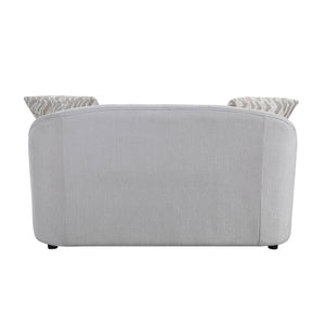 English Elm Mahler Beige Linen Loveseat with Nailhead Trim Pocket Coil Support and Four Pillows B2726P457621