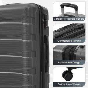 English Elm 28 Inch Abs Hardshell Checked Suitcase with Spinner Wheels Tsa Lock Expandable N730P354687D