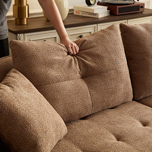 English Elm WKS7C Camel modular sofa with removable pillows, solid wood frame, durable fabric, modern moon-curve design W2085S00046