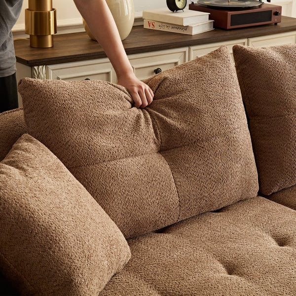 English Elm WKS7C Camel modular sofa with removable pillows, solid wood frame, durable fabric, modern moon-curve design W2085S00046