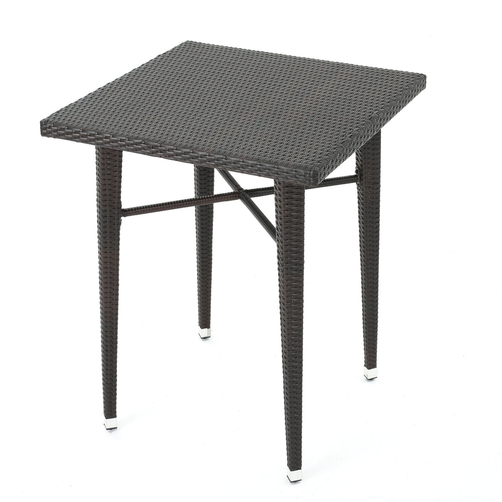 English Elm Christopher Knight Home® - 32" Brown Multi Wicker Bar Table - All-Weather Rattan & Iron Frame, Sturdy Outdoor Patio Accent, 41"H 61429.00MBRN