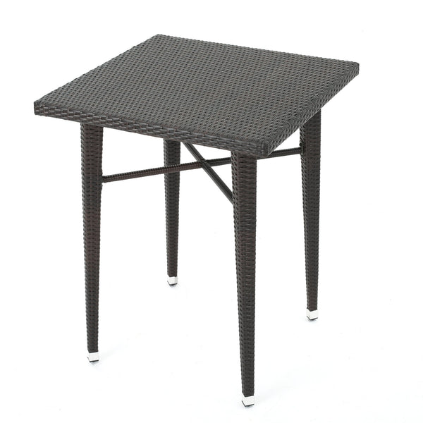 English Elm Christopher Knight Home® - 32" Brown Multi Wicker Bar Table - All-Weather Rattan & Iron Frame, Sturdy Outdoor Patio Accent, 41"H 61429.00MBRN