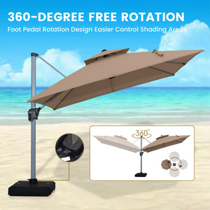 English Elm 11FT Patio Umbrella with Double Venting Top, UPF50+ 11x11ft Shade, Aluminum Frame, Tilt & Rotate Brown 106.3 L x 16.14 W x 6.3 H T3609P347439