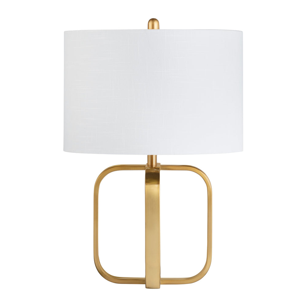 Crestview Collection 26"H Greyson Modern Metal Table Lamp With Chic Gold Finish, Textured White Shade & Versatile Design   Cvazer165
