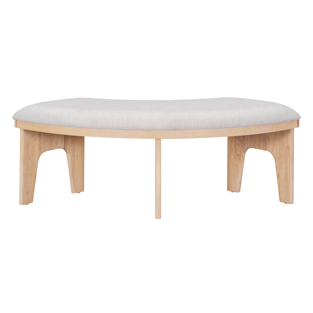 English Elm TREXM Round 5-Piece Rustic Dining Set with Upholstered Chairs and Curved Bench, Distressed Wood Finish Beige+Natural ST000146AAD