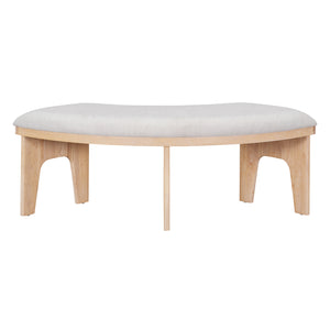 English Elm TREXM Round 5-Piece Rustic Dining Set with Upholstered Chairs and Curved Bench, Distressed Wood Finish Beige+Natural ST000146AAD