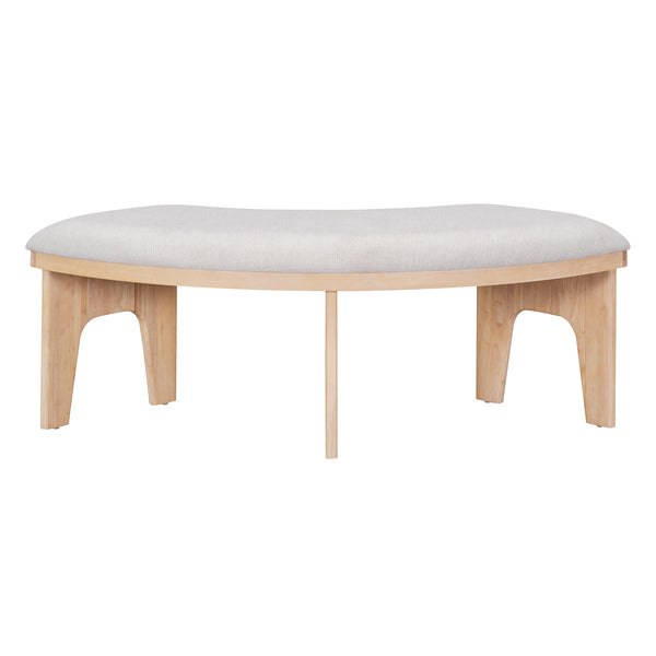 English Elm TREXM Round 5-Piece Rustic Dining Set with Upholstered Chairs and Curved Bench, Distressed Wood Finish Beige+Natural ST000146AAD