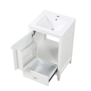 English Elm 20" Modern Bathroom Vanity With Soft-Close Door, Ceramic Sink & Storage Drawer For Small Spaces N725P185452K