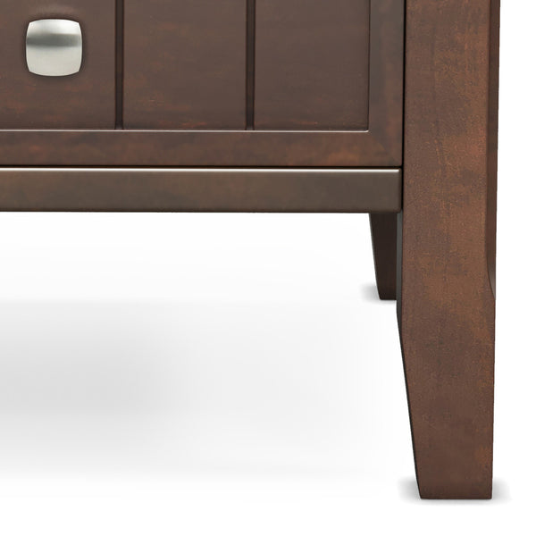 English Elm Acadian Handcrafted Solid Wood End Table In Rich Brunette Brown With Drawer & Open Shelf Storage B136P203471