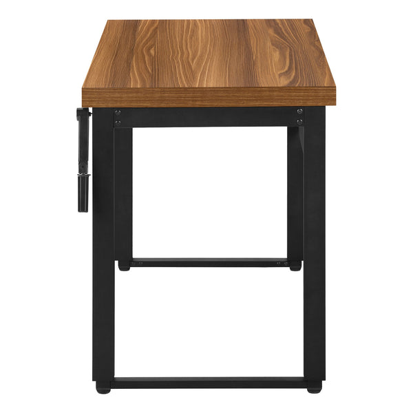 English Elm Computer Desk - Adjustable Height, Contemporary Walnut Laminate & Black Metal, Perfect For Small Spaces B2710P219890