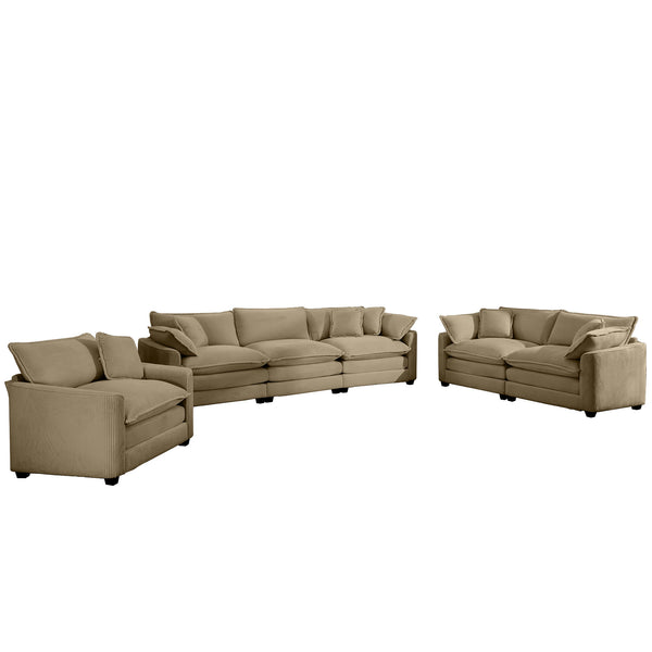 English Elm 3 Piece Sectional Sofa - Luxurious Tan Corduroy Modular Design For Comfort & Style In Any Space W714S00787