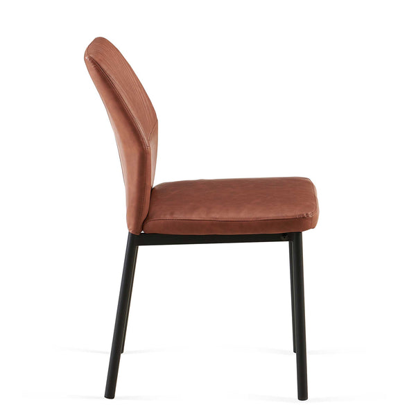 English Elm Brown PU Leather Dining Chairs Set of 4 — Modern Armless Faux Leather Side Chairs with Metal Legs, Upholstered Comfort for Kitchen, Dining, Office (4) W1164P195158