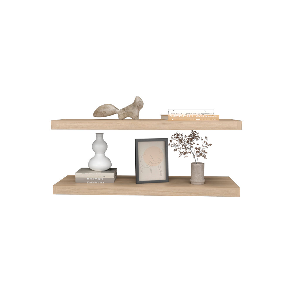 English Elm Floating Shelf Dallas Set of 2 Light Pine Beige Engineered Wood Modern Wall-Mounted Decor Storage B092P238707