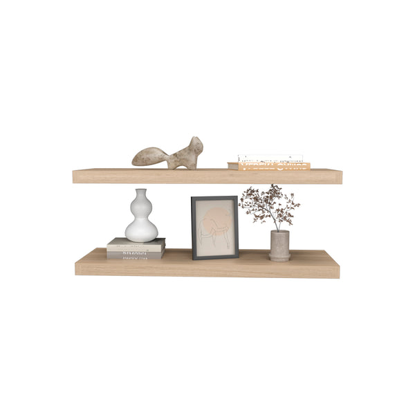 English Elm Floating Shelf Dallas Set of 2 Light Pine Beige Engineered Wood 31.9" x 10.6" Modern Space-Saver B092P238707