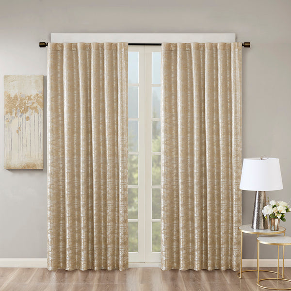 JLA Home SunSmart - Jacquard Marble Gold Total Blackout Curtain Panel — OEKO‑TEX Lined, Noise‑Reducing, Thermal Insulation, Rod Pocket & Back Tabs SS40-0004