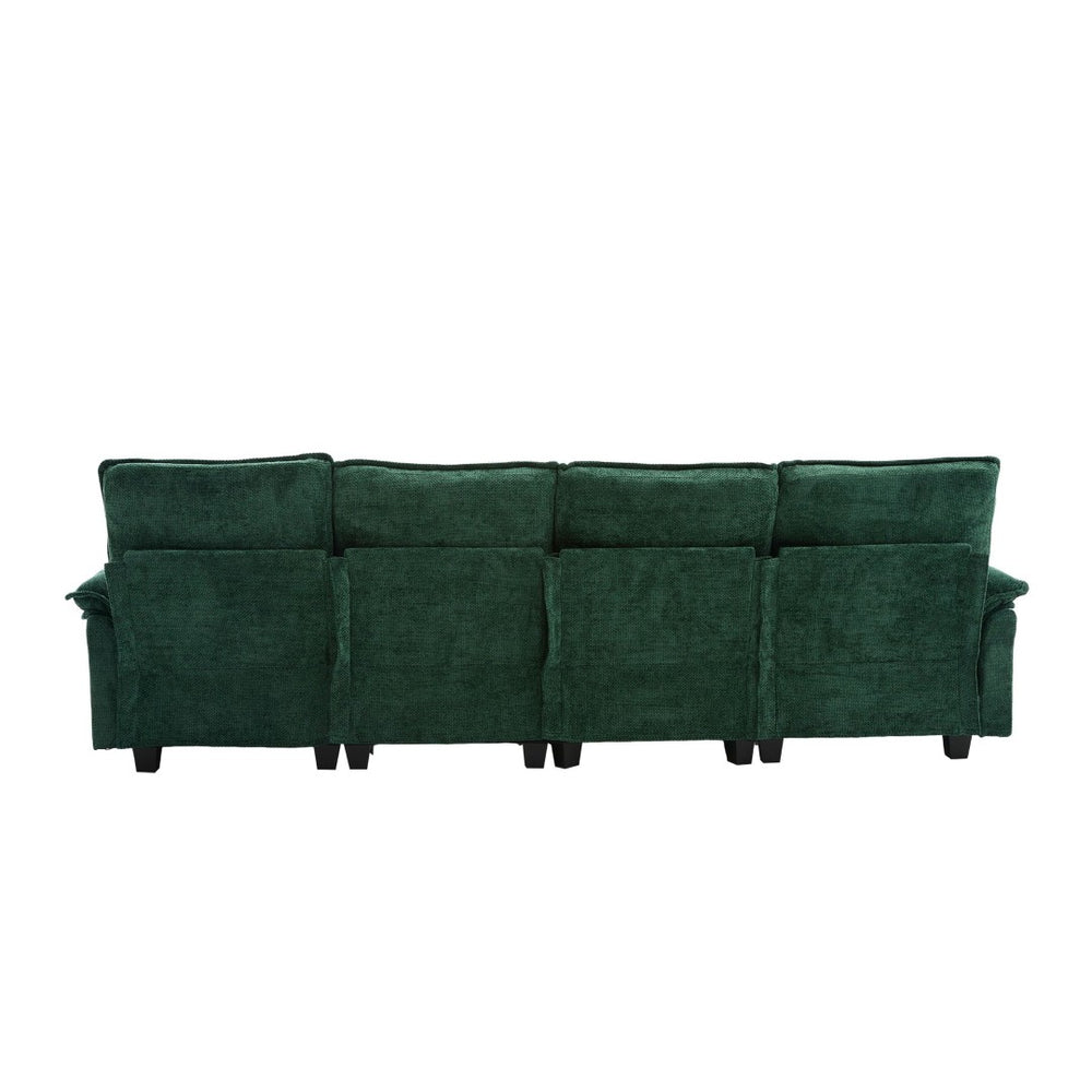 English Elm United We Win 106" U-Shape Sectional Sofa - Cozy Chenille Couch With Storage Ottoman & Usb Ports W1568S00228-GIGA