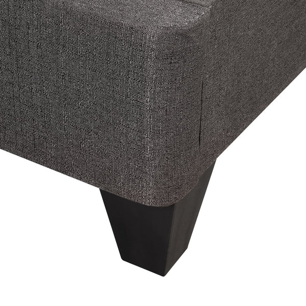 English Elm Twin-Size Speedy Fabric Platform Bed Base with Dark Gray Upholstery, Headboard Kit, Low Profile B2741P283810
