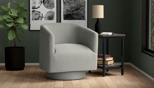 English Elm Wallace & Bay - Gray Swivel Accent Chair - Modern Meteor Gray Upholstered Comfort For Living Rooms And Offices B361P384447-GIGA