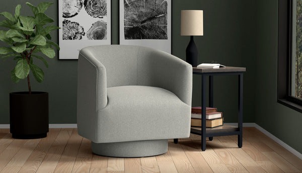 English Elm Wallace & Bay - Gray Swivel Accent Chair - Modern Meteor Gray Upholstered Comfort For Living Rooms And Offices B361P384447-GIGA