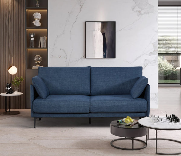 English Elm 2.5 Stylish Tufted Sofa with High-Density Foam, USB Charging Port, Metal Legs, Pillows Included Dark Blue W820P224374