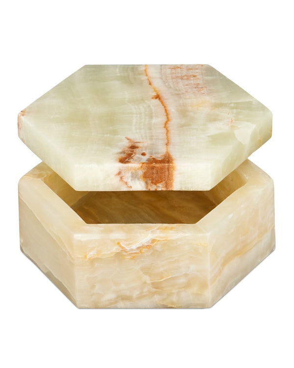 Currey & Company Arco Green Onyx Hexagon Box - Unique Decorative Accent With Contemporary Design & Natural Charm Green Green Onyx 1200-1036-currey-company
