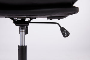 English Elm Black Black Leather Office Chair Mid Back PU Executive Desk Chair with Thick Cushion, Wheels, Arms, Durable Comfort, Easy Assembly B205P241911