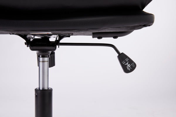 English Elm Black Black Leather Office Chair Mid Back PU Executive Desk Chair with Thick Cushion, Wheels, Arms, Durable Comfort, Easy Assembly B205P241911