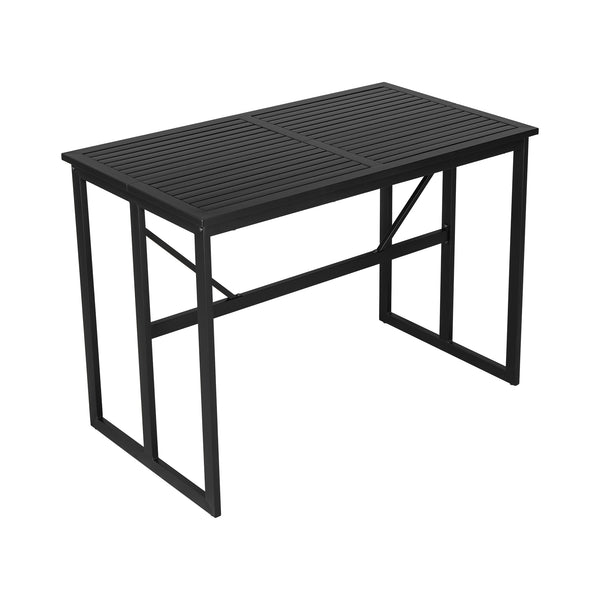 English Elm U_Style Iron Outdoor Dining Set with Acacia Wood Armrests, 5-Piece Patio Set with Cushioned Seats and 400 lb Capacity Gray WY000445AAE