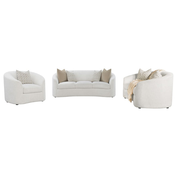 English Elm Rory Elegant 3-Piece Living Room Seating Set With Sloped Arms In Luxurious Latte Boucle Fabric B062S01206-GIGA