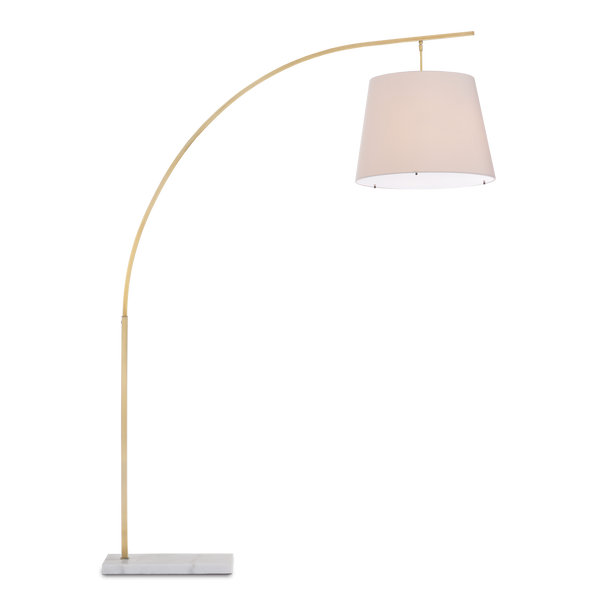 Cloister Brass Floor Lamp - Modern Arc Design with Elegant White Shade and Antique Finish for Style