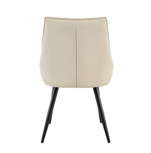 English Elm Dining Chairs Set Of 2 - Off White Faux Leather With Gold Accents, Ergonomic Design & Durable Frame W3493P359726