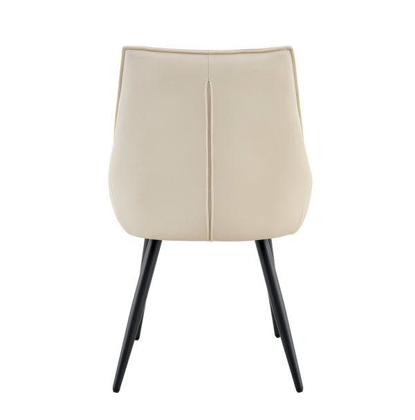 English Elm Dining Chairs Set Of 2 - Off White Faux Leather With Gold Accents, Ergonomic Design & Durable Frame W3493P359726