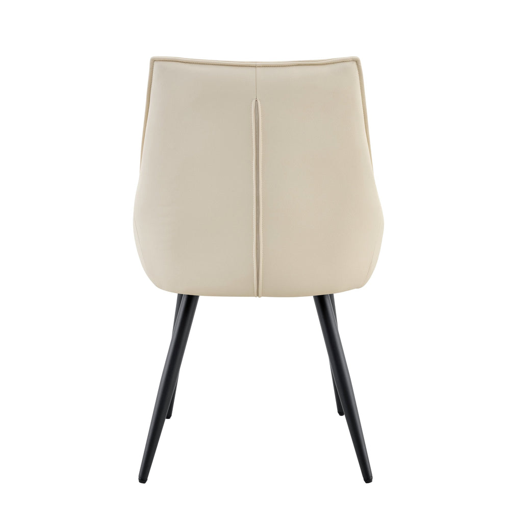 English Elm Dining Chairs Set Of 4 – Elegant Off-White Faux Leather With Gold Accents & Sturdy Black Legs W3493P356426