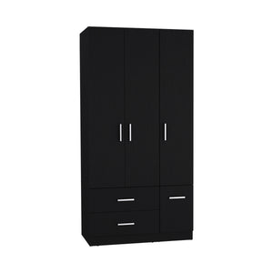 English Elm Sebree Tall Armoire Closet with Hanging Rod, Six Shelves and Two Drawers for Organized Storage Black 41.3 L x 22.8 W x 5.9 H B200S00379