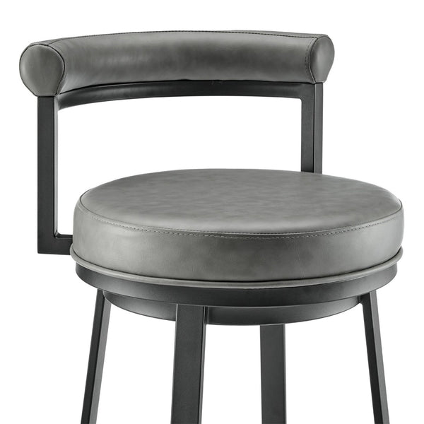 English Elm Reuben Swivel Counterstool with Faux Leather Seat and Industrial Black Metal Frame Gray B2736P464847