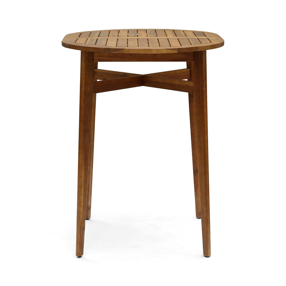 English Elm Christopher Knight Home® - STAMFORD Rustic Acacia Wood Outdoor Bar Table with Slat Top, X-Stretcher Support, Teak/Grey Finish 64870.00